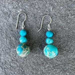Dangling earrings. Turquoise. New. Caroline ROUSSEL Jewelry